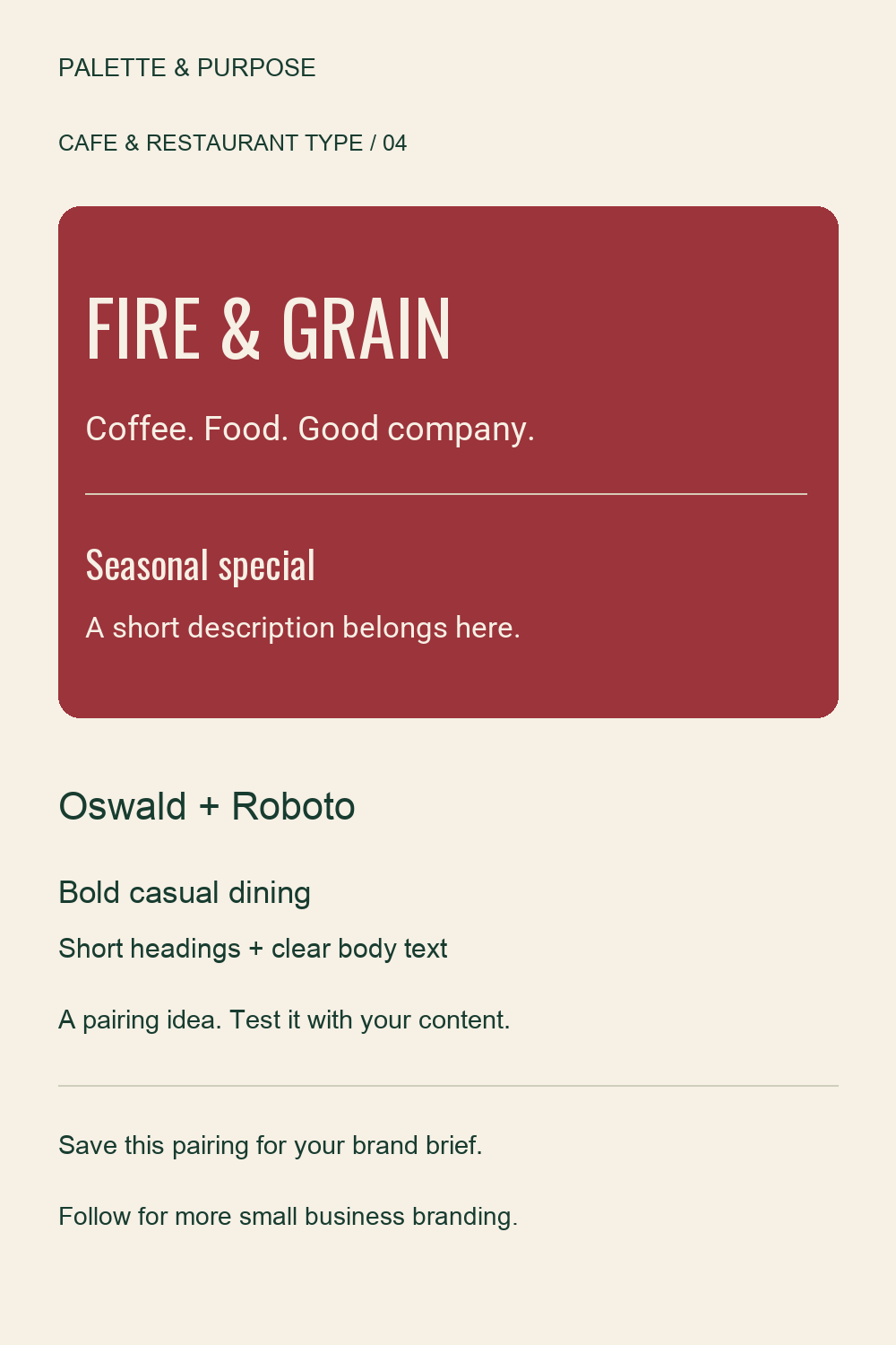 Oswald + Roboto: Font Pairing for Bold casual dining — visual reference