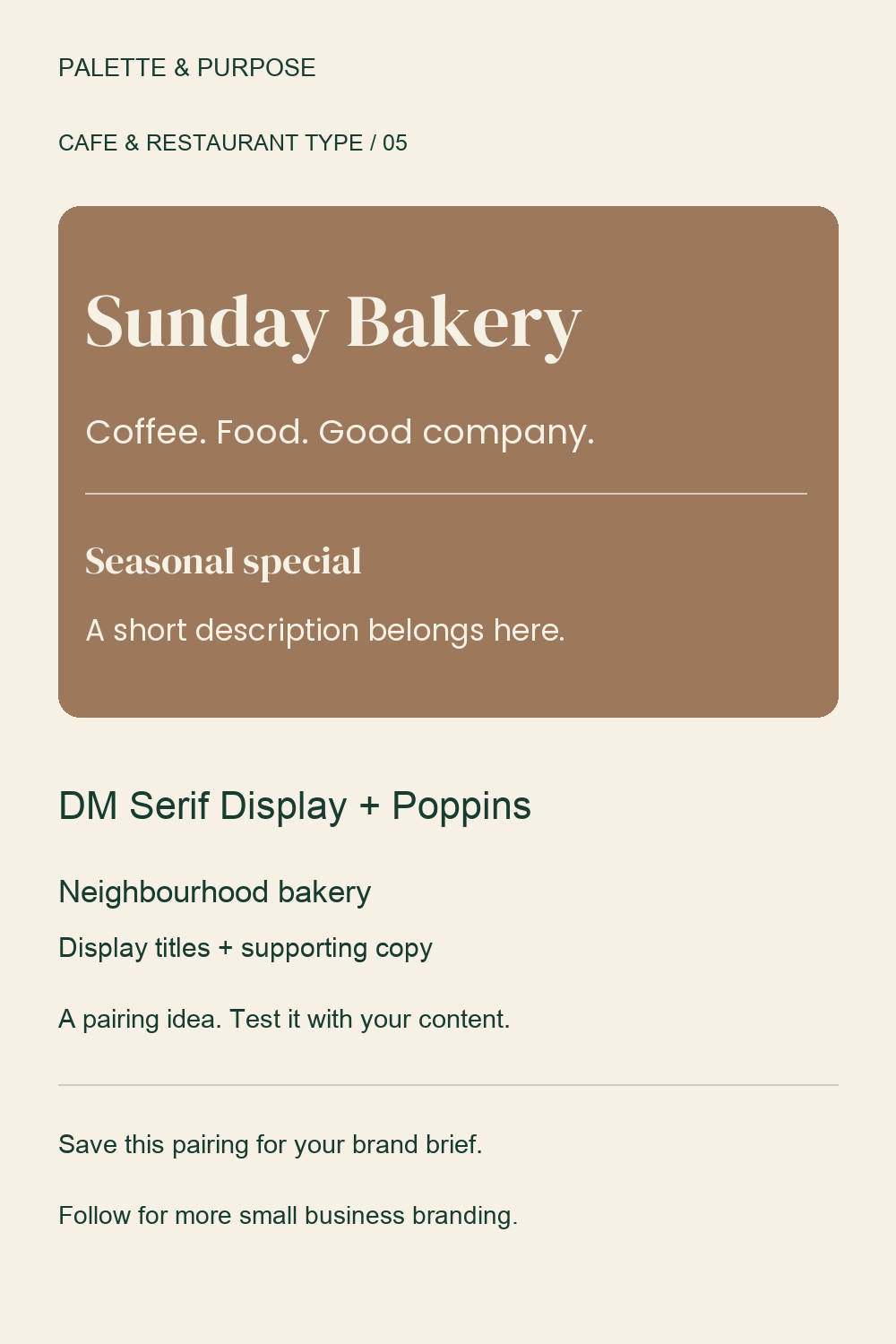 DM Serif Display + Poppins: Font Pairing for Neighbourhood bakery — visual reference