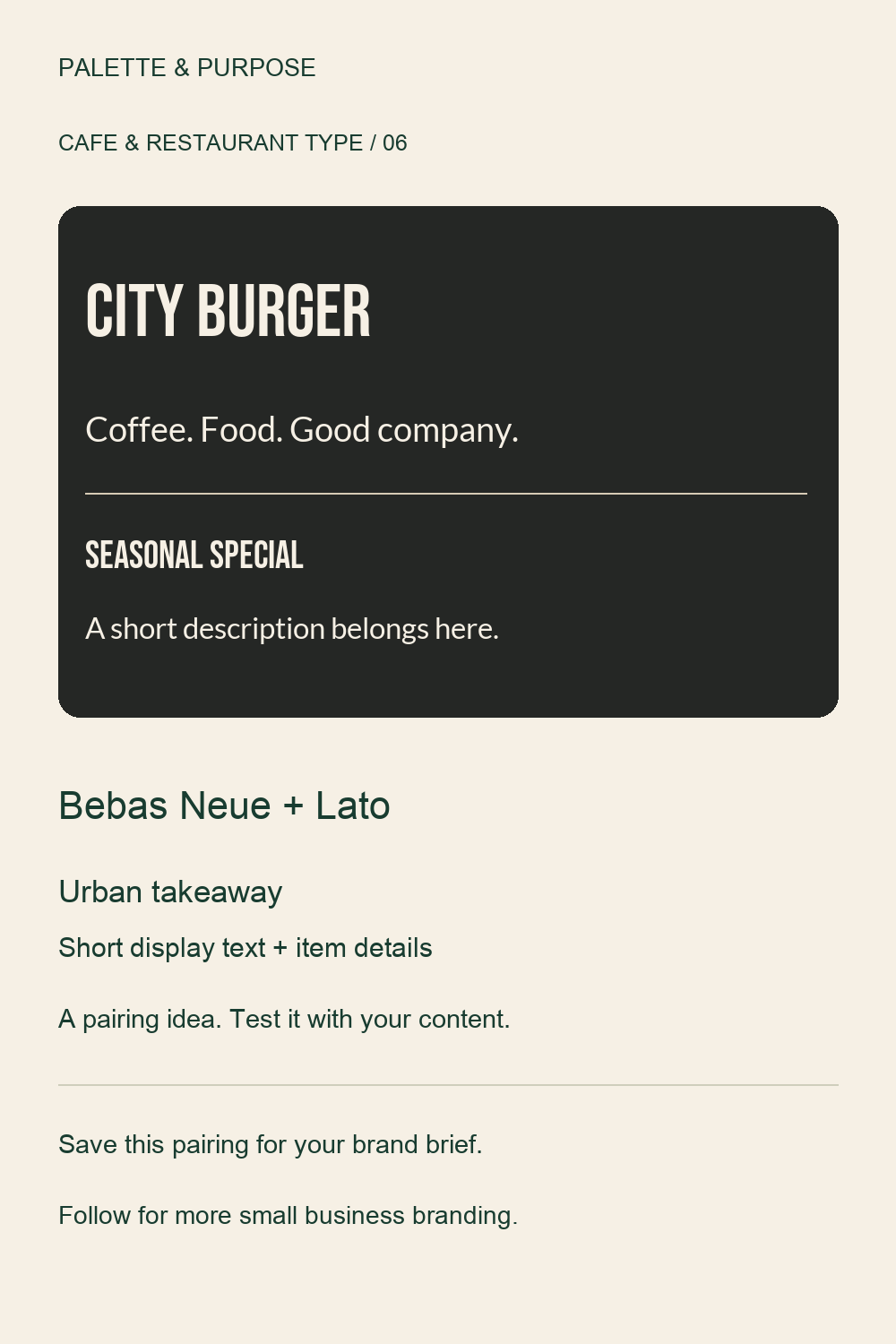 Bebas Neue + Lato: Font Pairing for Urban takeaway — visual reference