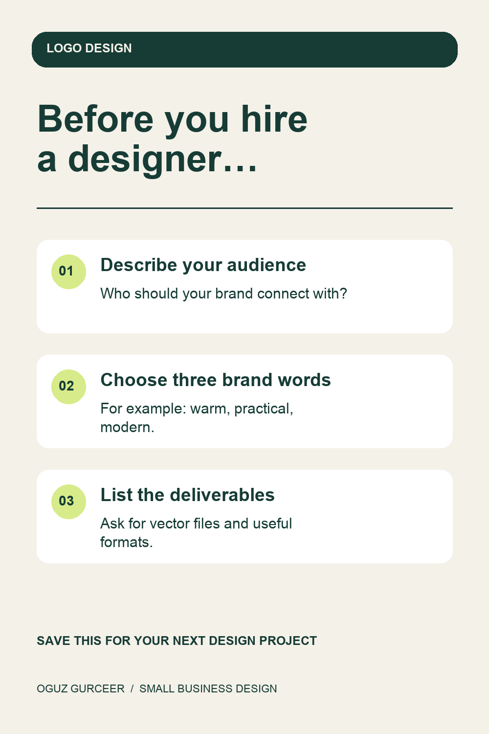 Write Your First Logo Brief — visual reference