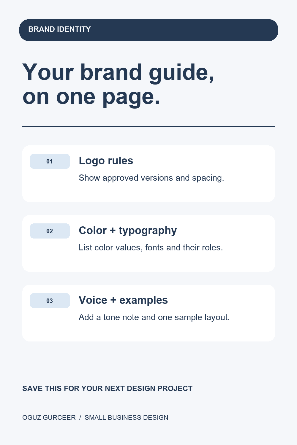 What to Include in a One-Page Brand Guide — visual reference