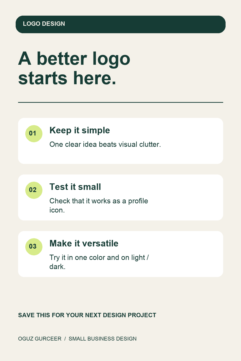 Three logo checks: keep it simple, test it small and make it versatile